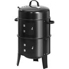 Asador ahumador de dos niveles circular con termómetro