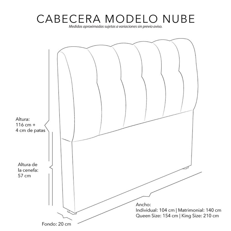 Cabecera Individual Dicasa Nube Azul Marino image number null