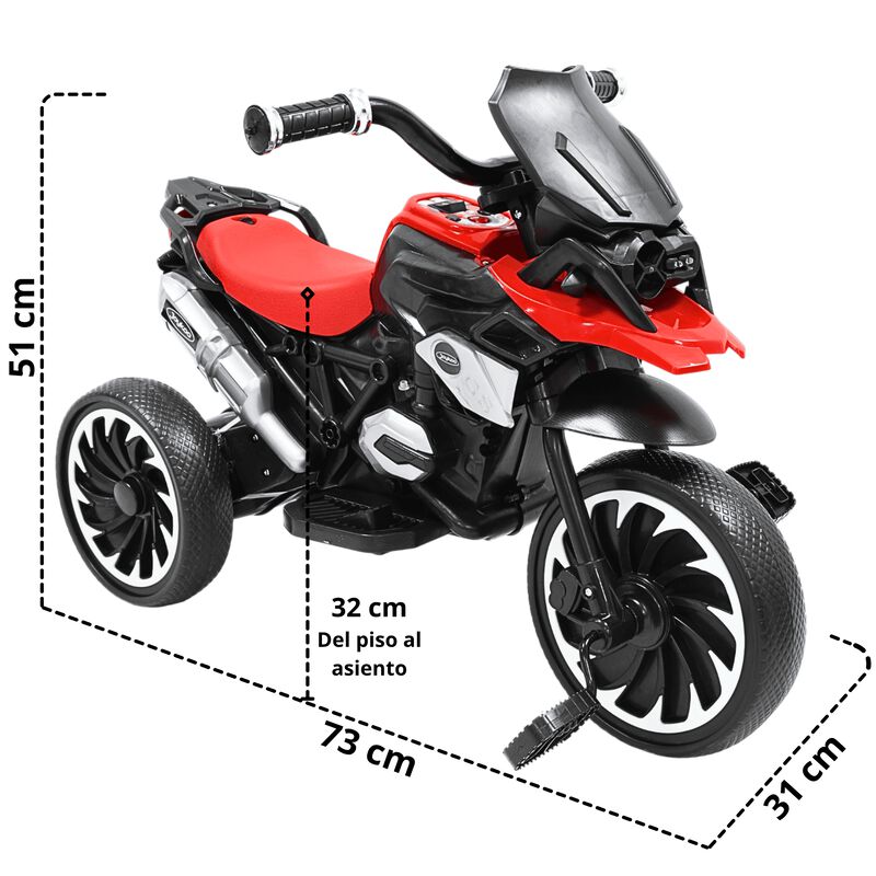 Moto Montable El&eacute;ctrica para Ni&ntilde;os Triciclo H&iacute;b... image number null
