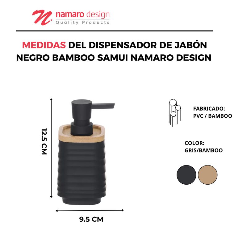 Dispensador de Jab&oacute;n Negro Bamboo Samui  Namaro... image number null