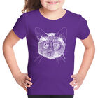 Camiseta Word Art Para Ni&ntilde;a - Gato Siam&eacute;s - Morado