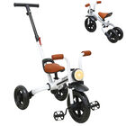 Triciclo 3 En 1 Para Ni&ntilde;os Con Bast&oacute;n, Bici Y Bicicleta De Balance Plegable Torreta Con Luz Soporta Hasta 25 Kg Blanco