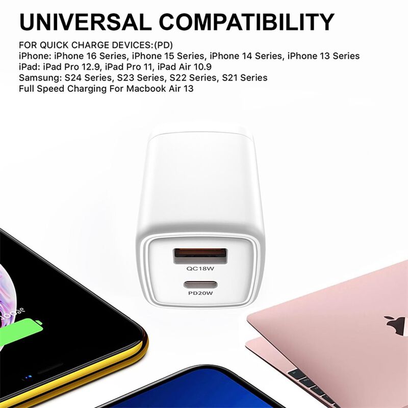 Cargador Ac Ampnergy Dual Usb-c Pd 20w Universa... image number null