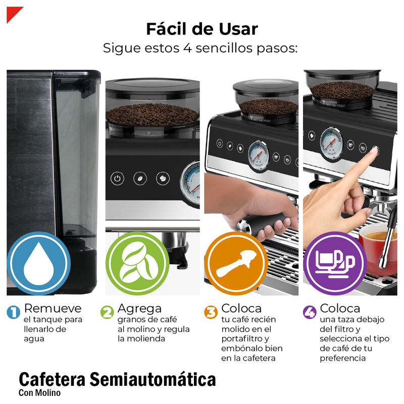 Bogner Cafetera Semiautom&aacute;tica Con Molino De Ca... image number null