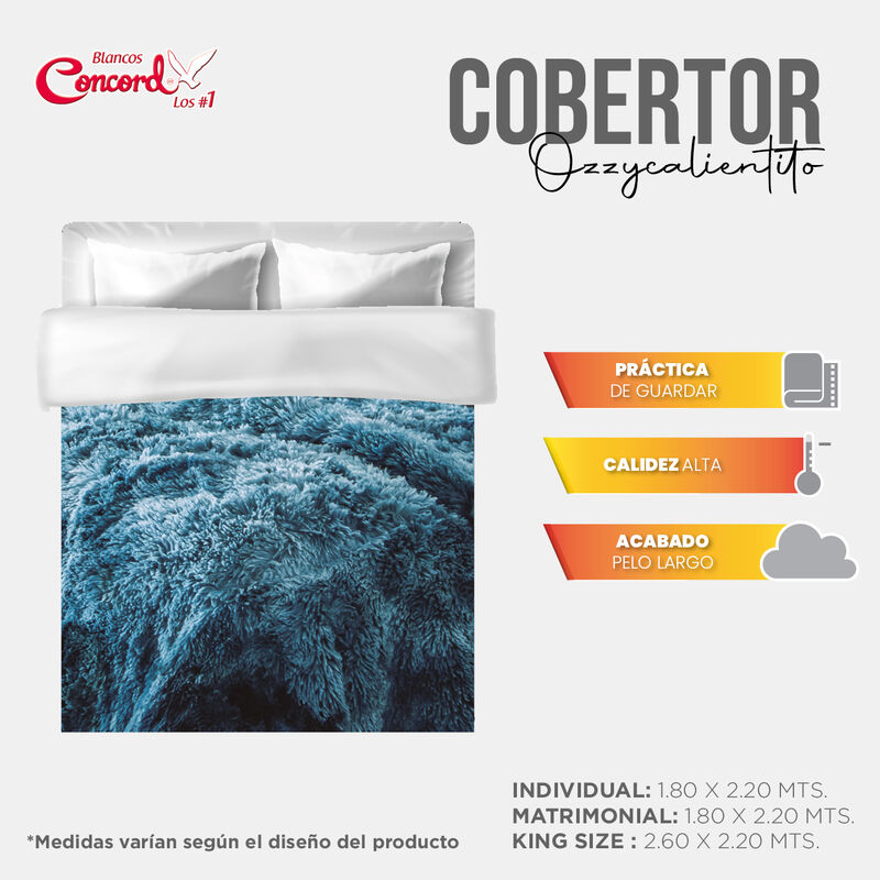 COBERTOR SHAGGY PACHICALIENTITO AZUL KS/XL-QS image number null