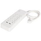 Multicontacto Iusa 8 Entradas C/supresor De Picos Y 2 Usb