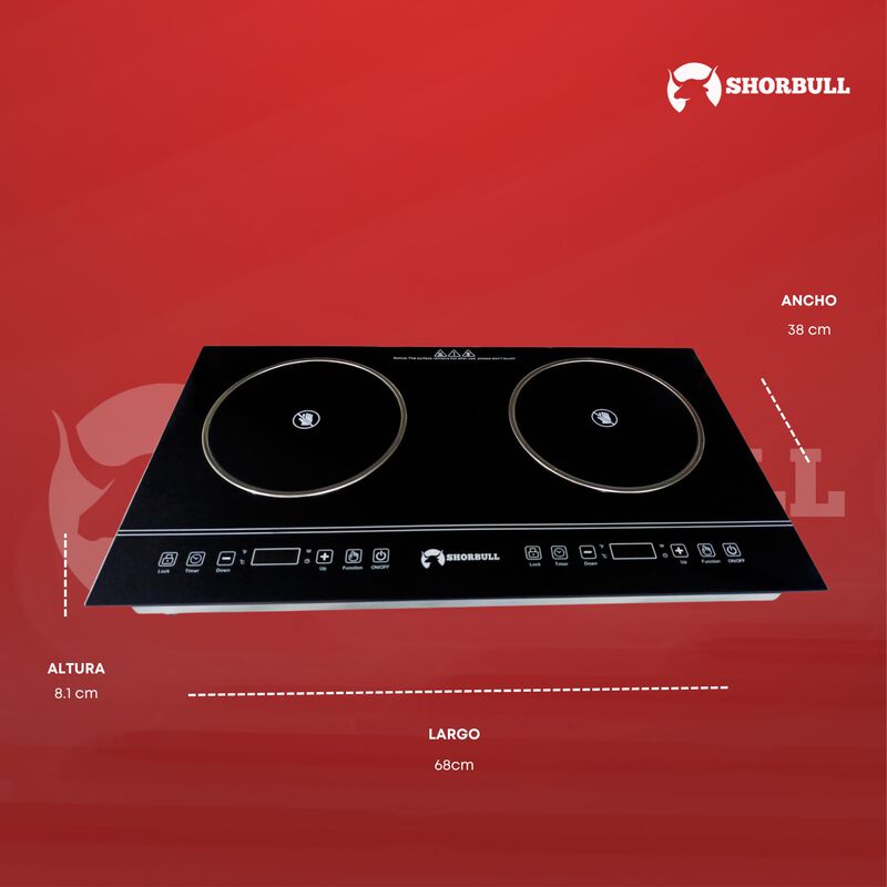 Parrilla Dos Quemadores El&eacute;ctrica T&aacute;ctil Shorbu... image number null