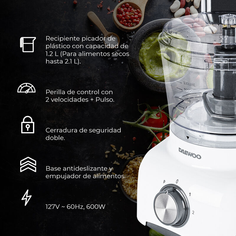 Procesador de alimentos Daewoo con 2 velocidade... image number null