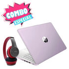 Combo Laptop HP 14" Celeron 128Gb 4Gb Ram Rosa 14-dq6014dx + Audifonos Bluetooth