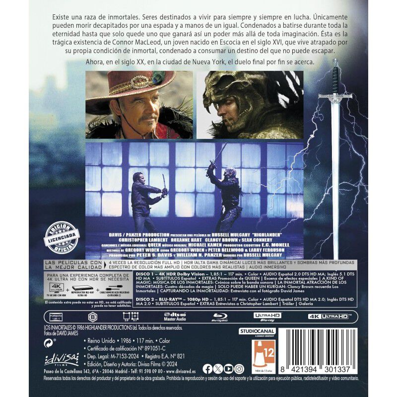 Los Inmortales [4K UHD + Blu-ray] (1986) Highla... image number null