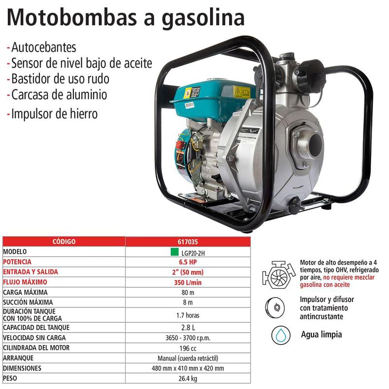 Motobomba A Gasolina Uso Agr&iacute;cola Alta Carga 5.... image number null