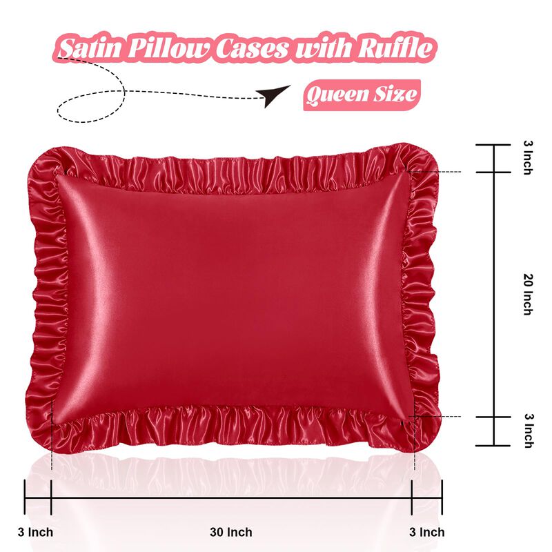 Funda De Almohada Homiest Queen Rojo Con Volado... image number null