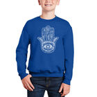 Sudadera De Cuello Redondo Word Art Para Ni&ntilde;o - Hamsa - Azul Rey