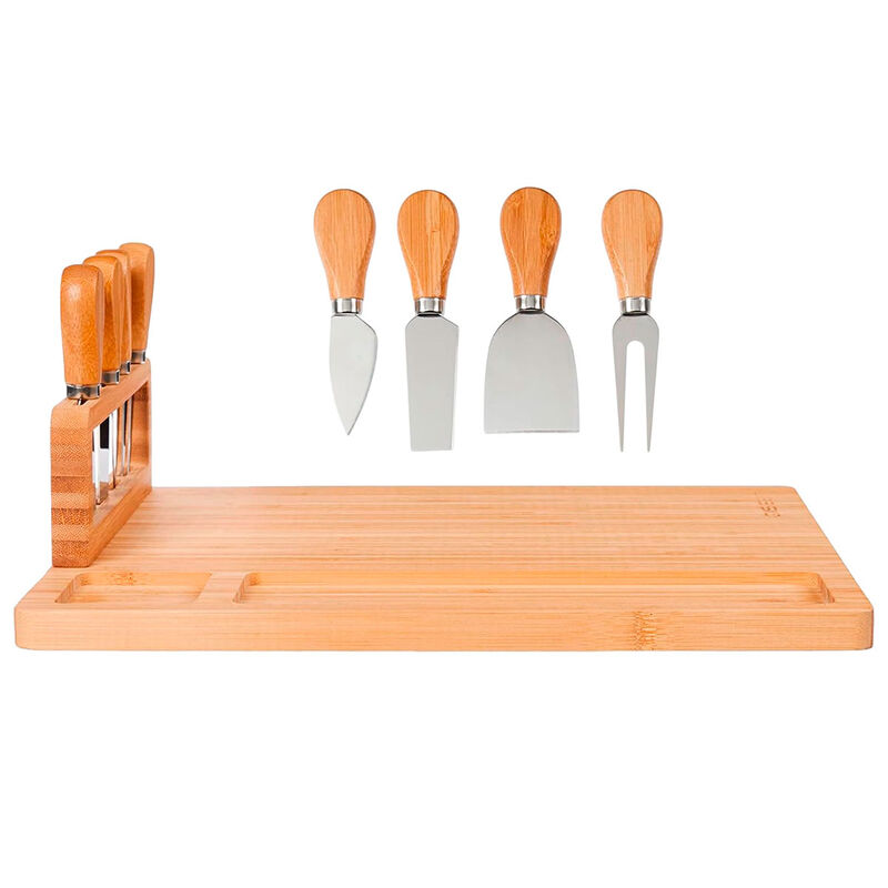 Tabla para Quesos Rectangular de Bamb&uacute; con Cuch... image number null