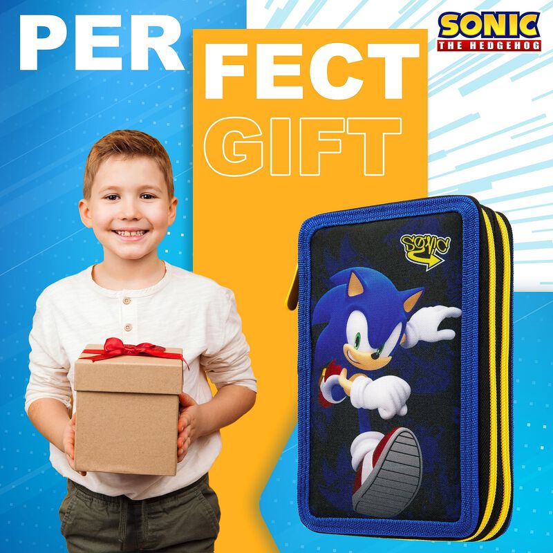 Estuche Para L&aacute;pices Sonic The Hedgehog Con Pap... image number null