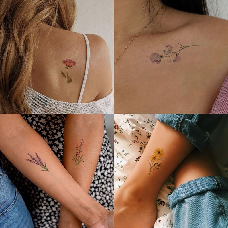 Tatuajes Temporales Epuxiael 79 Uds Florales Re... image number null