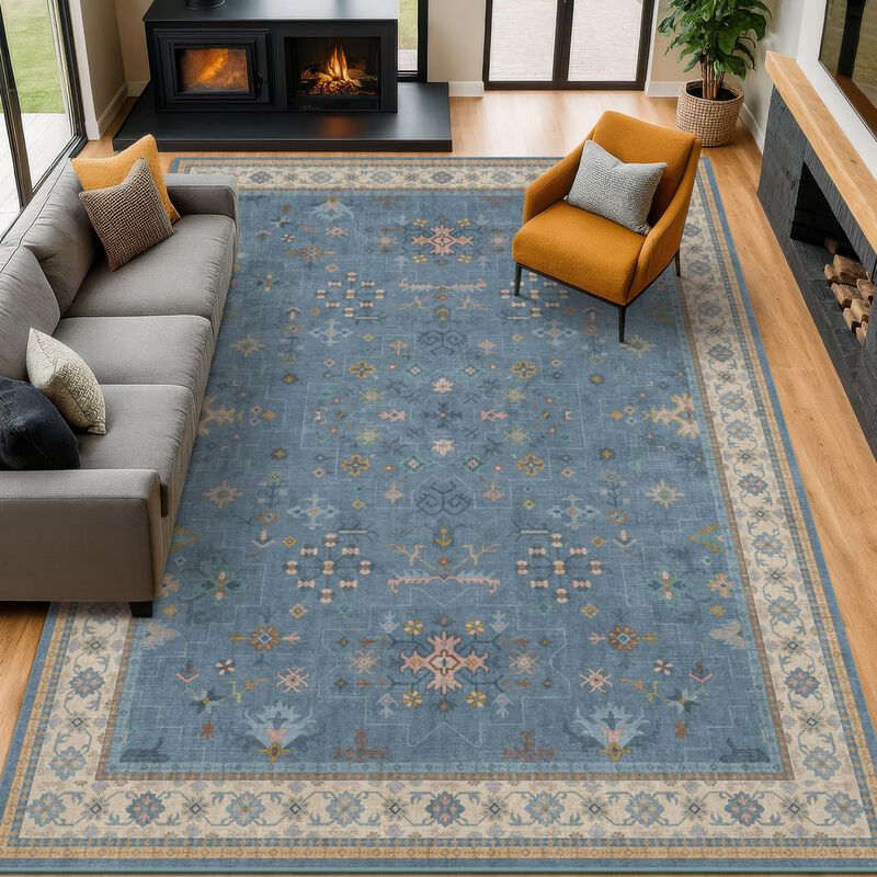 Alfombra Hazo Haus 244x152 Cm Azul Gris&aacute;ceo Lav... image number null