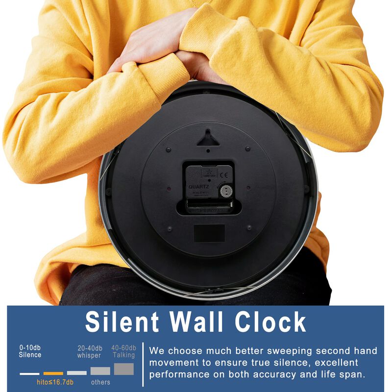 Reloj De Pared Hito Silent Con Tapa De Cristal ... image number null