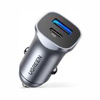 Cargador Auto Plug In UGREEN dual USB-C USB-A 24W PD 3.0 SIN CABLE