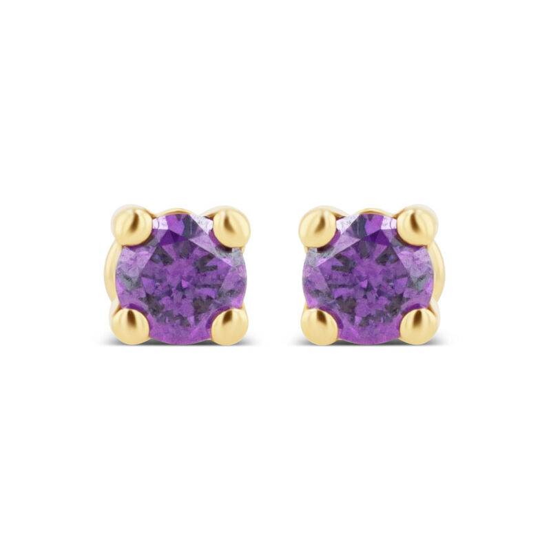 Broqueles De Oro Amarillo 14k Con Amatista (5 M... image number null