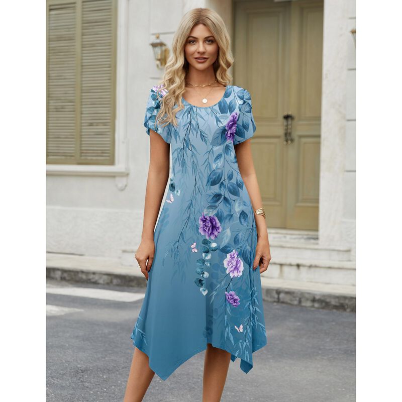 Vestido Zeagoo Estampado Floral Manga Corta Mid... image number null