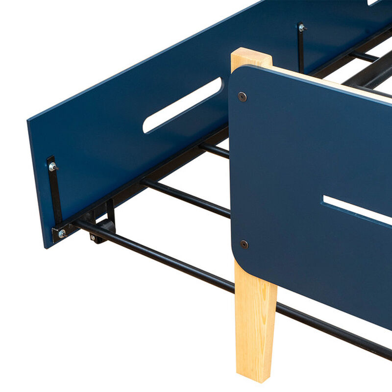 Cama Con Cama Baja Juno Azul Marino image number null