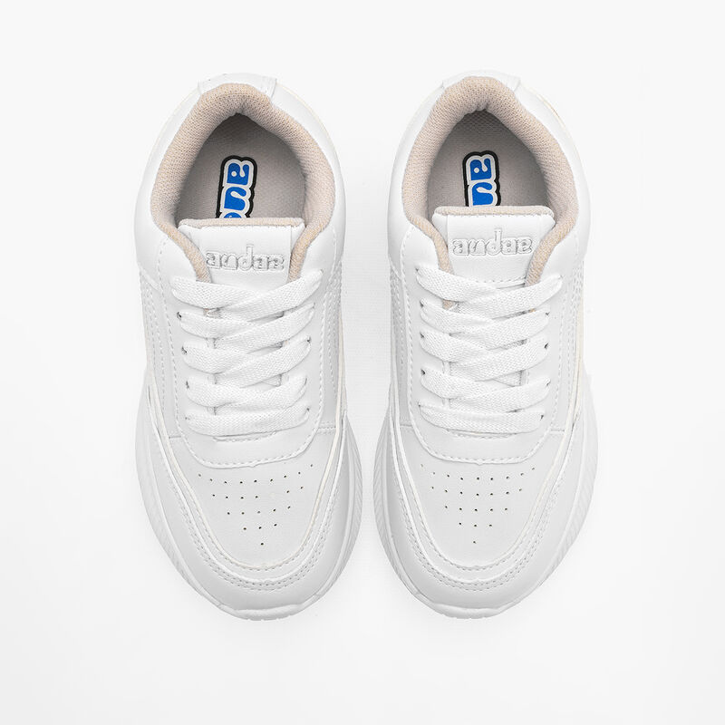 Audaz Tenis Escolar De Piel Para Mujer Blanco C... image number null