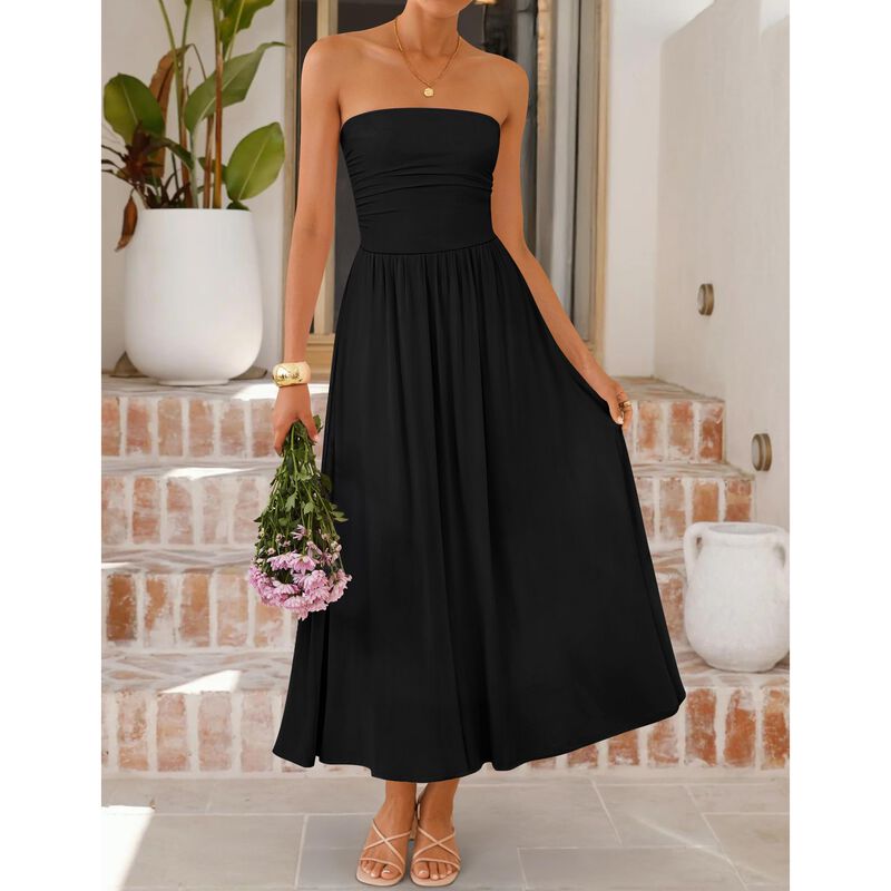 Vestido Zesica Midi Sin Tirantes Negro M image number null