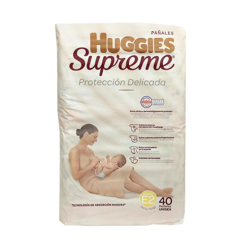 Huggies Supreme Pa&ntilde;al Unisex E2 40pz image number null