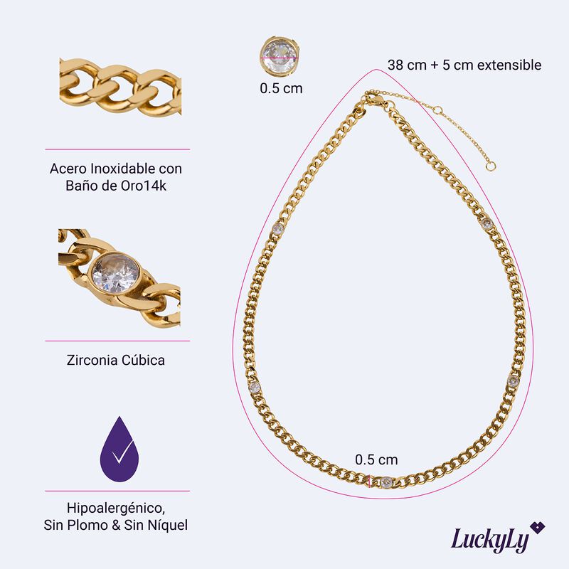Cadenas Oro 14k Plata Zirconia C&uacute;bica Collares ... image number null