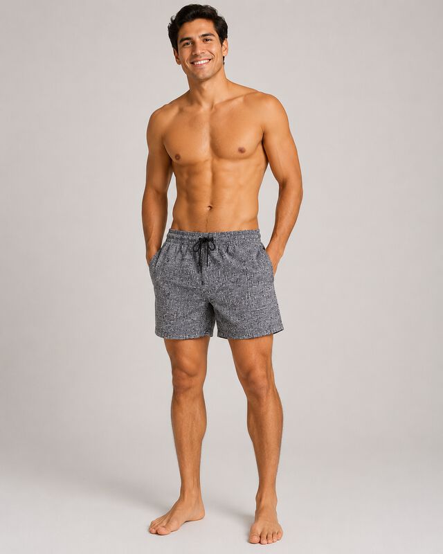 Traje De Ba&ntilde;o Hombre Secado Rapido Gris Abstrac... image number null