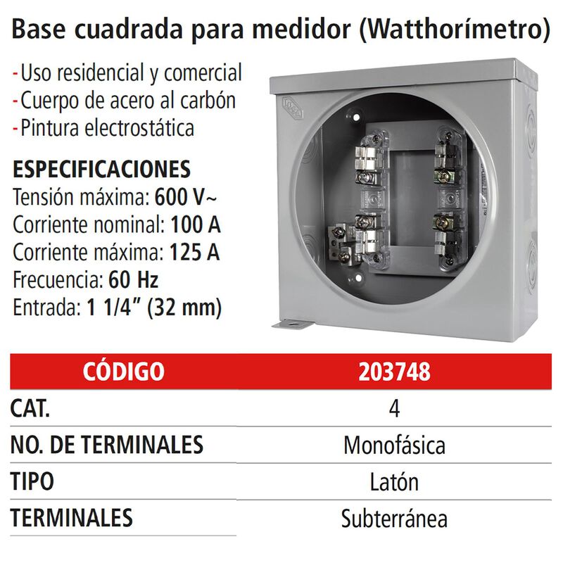 Base Para Medidor 4 Terminales, Iusa image number null