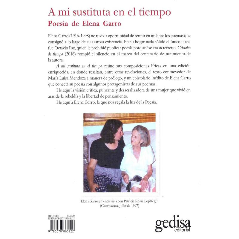 A Mi Sustituta En El Tiempo. Poes&iacute;a De Elena Ga... image number null