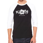 Camiseta Ragl&aacute;n de B&eacute;isbol Word Art Para Hombre - Aloha - Negro Blanco
