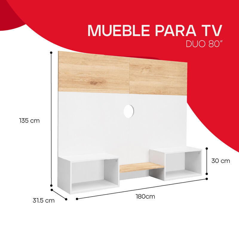 Mueble Tv Duo 80&uml;, Atlas Del Descanso Color Bla... image number null