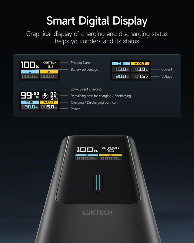 Power Bank Cuktech 100w 10000mah Con Pantalla T... image number null