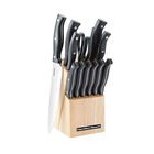 Juego Cuchillos Afilador Tijera 14 Acero Inoxidable Y Madera