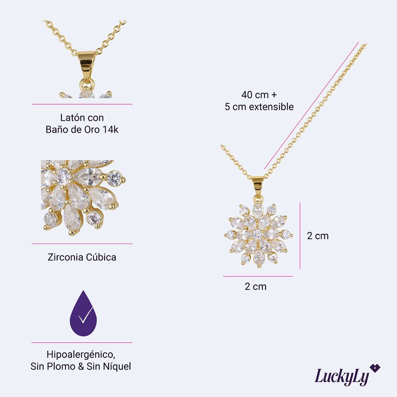 Collar Mujer Oro 14k Zirconia C&uacute;bica Regalos Na... image number null