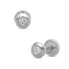 Broqueles De Oro Blanco 14k Con 6.5pts De Diamante (2mm Aprox)