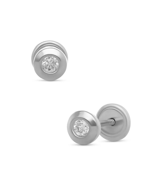 Broqueles De Oro Blanco 14k Con 6.5pts De Diama... image number null