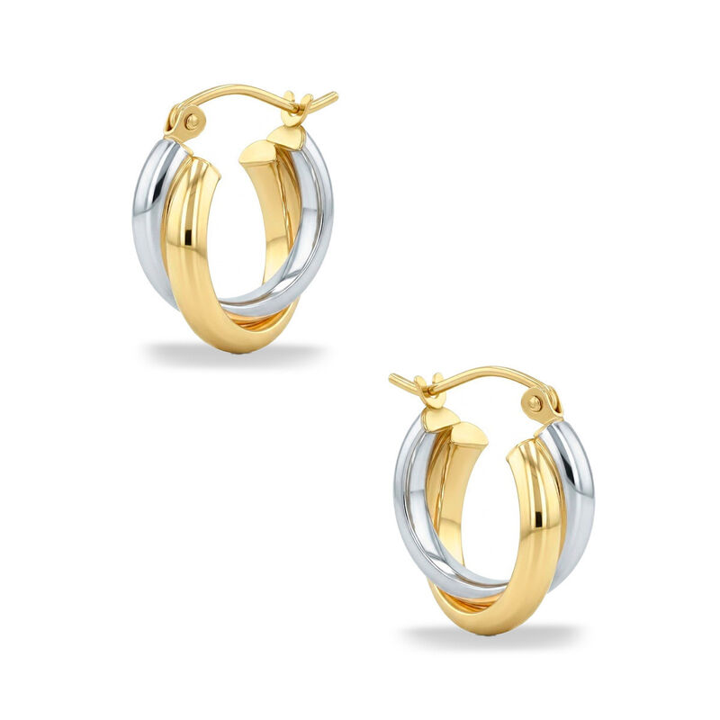 Arracadas De Oro Amarillo Y Blanco 14k (10 Mm A... image number null
