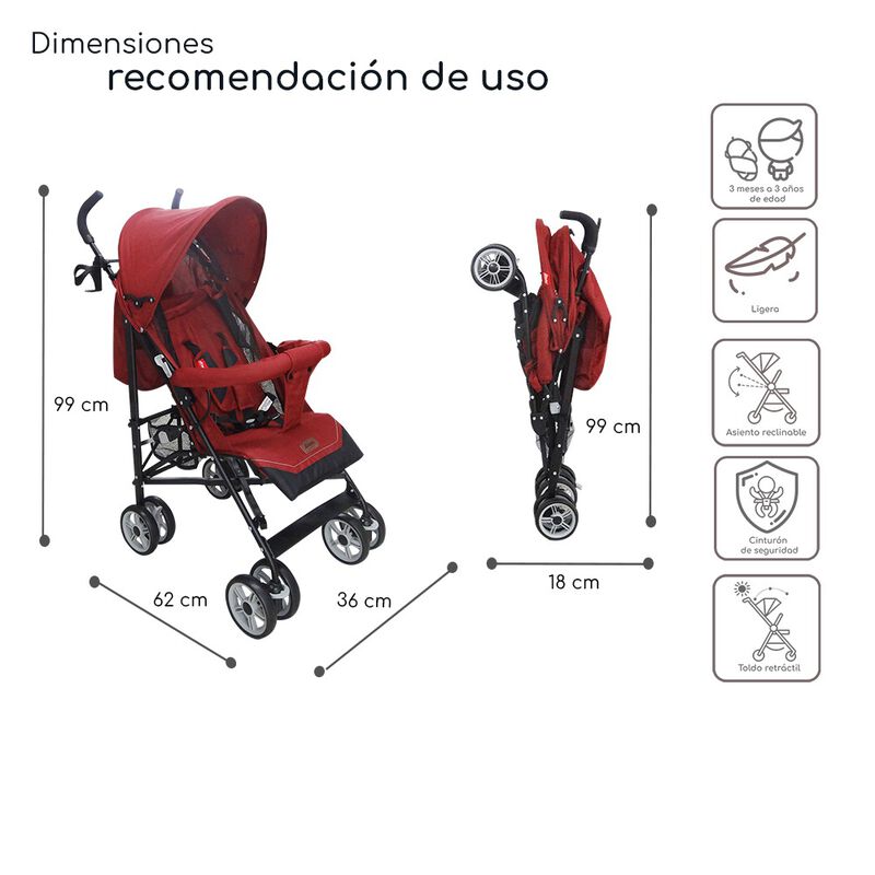 Carriola Reclinable, Plegable D’Bebé Aerostar -... image number null