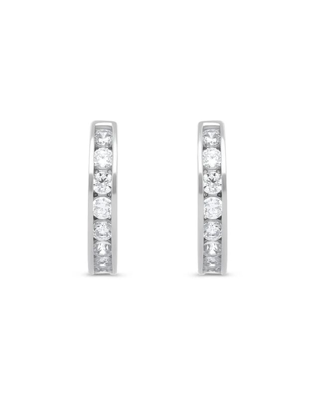 Arracadas De Oro Blanco 14k Con Zirconias (9mm ... image number null