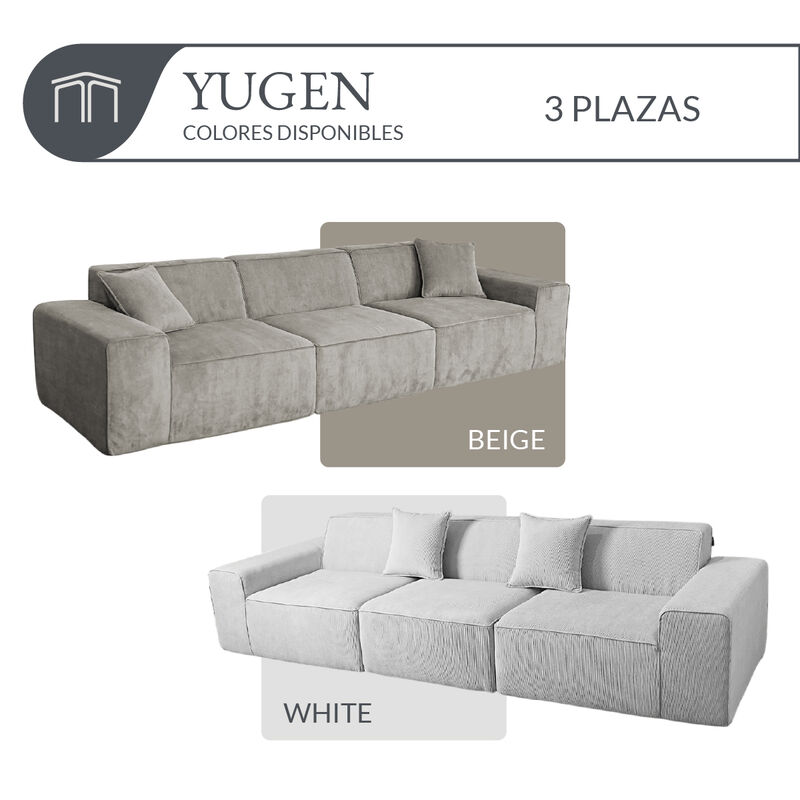 Sof&aacute; Espuma Alta densidad YUGEN White 3 plazas ... image number null