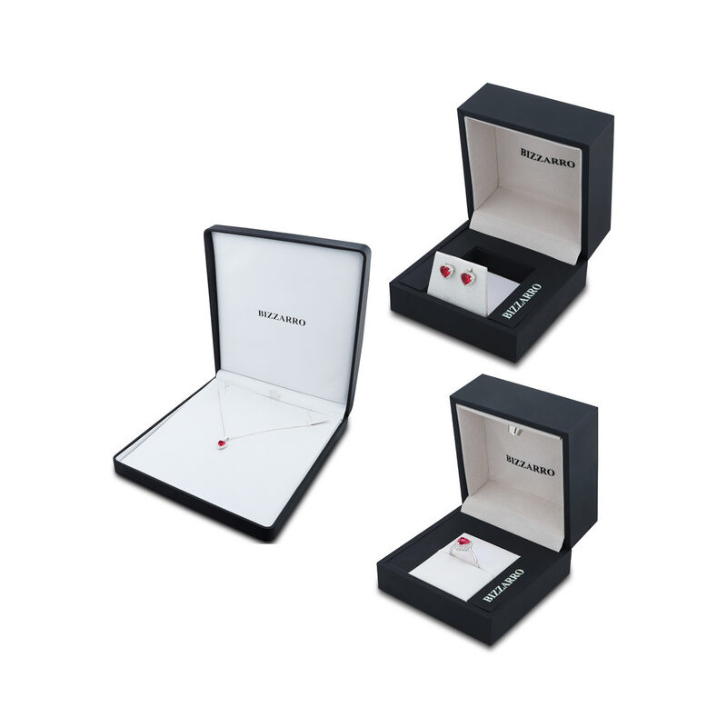 Juego De Anillo Aretes Y Dije De Corazon Con Ca... image number null