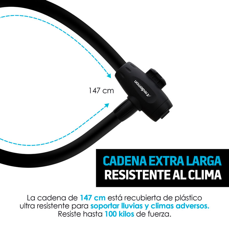 Candado para Bicicleta 1.47m Contra Agua 2 Llav... image number null