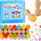 Set De Sellos Mecids Para Ni&ntilde;os Con 21 Sellos De Madera De M&aacute;s De 3 A&ntilde;os