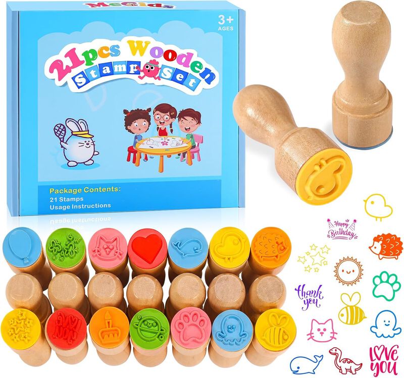 Set De Sellos Mecids Para Ni&ntilde;os Con 21 Sellos D... image number null