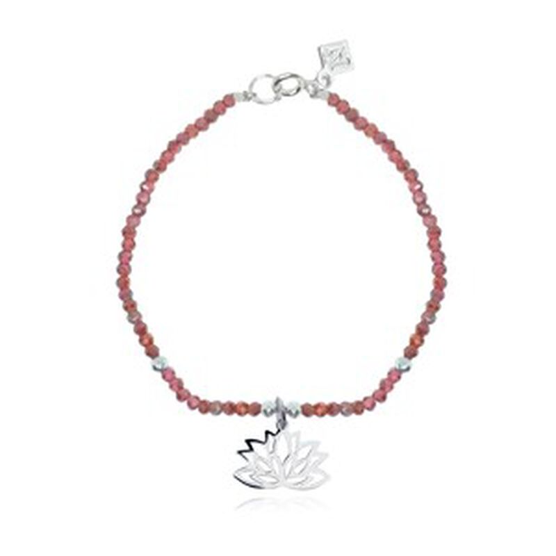 Pulsera Flor de Loto de Plata Con Granate image number null