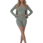 Conjunto 3 Piezas Para Mujer, Top, Chamarra Y Short Conj-0285 Verde Deportivo Casual Chic